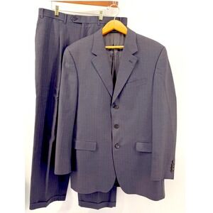 Ralph Lauren Mens 43L Gray Suit 100% Wool Pants 46x30 Charcoal Grey 2 Piece